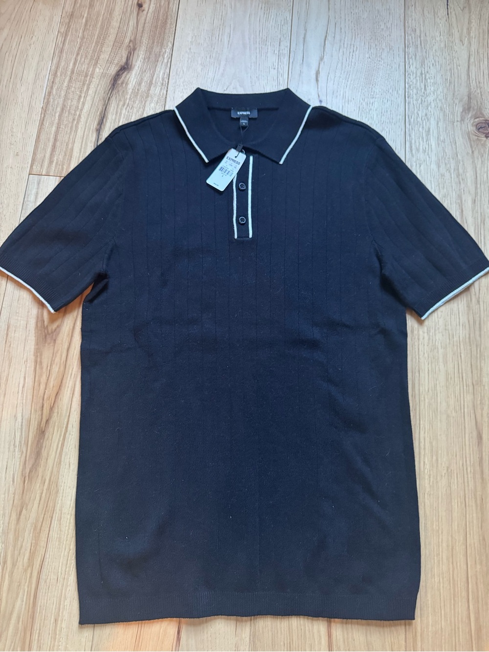 Express Black Polo with White Piping
